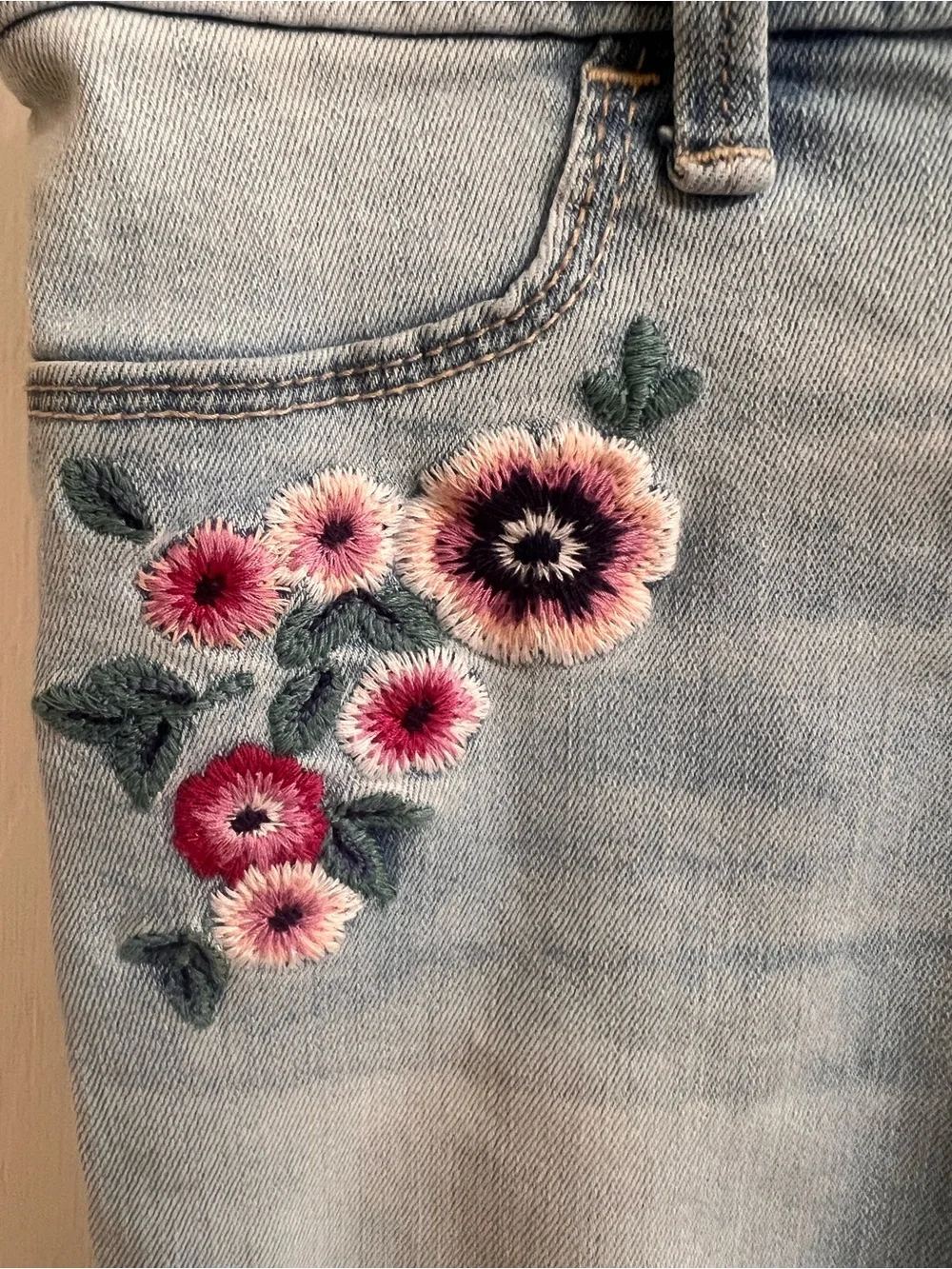 Abercrombie kids high rise jegging Ankle 9/10 Pull On Flower Embroidery